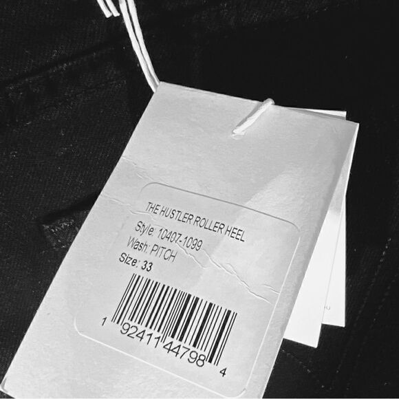 MOTHER THE HUSTLER ROLLER HEEL BLACK DENIM JEANS WASH IS PITCH NWT - Picture 8 of 9